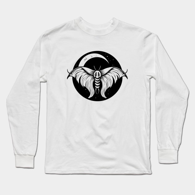 Dark academia moth and moon Long Sleeve T-Shirt by Pictandra